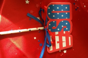 USA with ribbon and straw